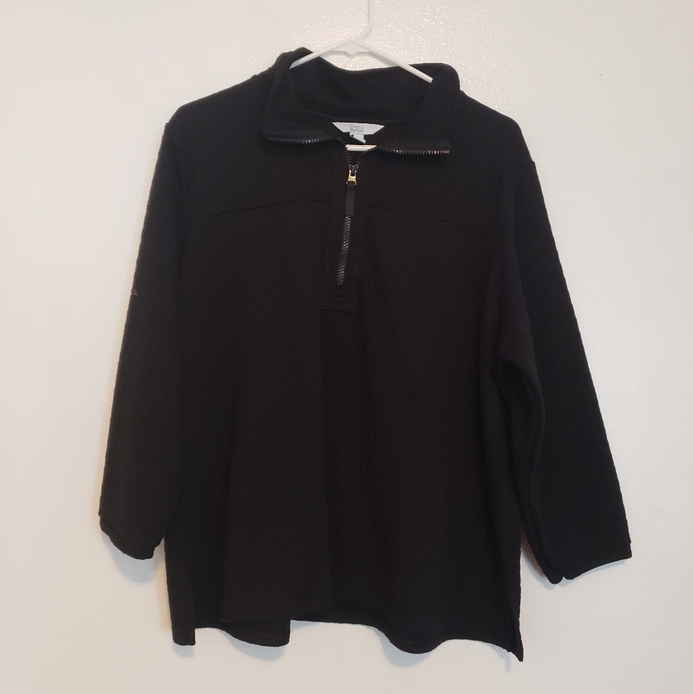 Croft & Barrow Soft Quilted Black 1/4 Zip